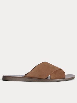 The Day Crossover Sandal | Saddle Brown Suede