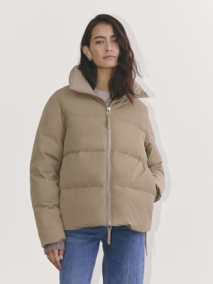 The Puffer Bomber | Taupe Grey