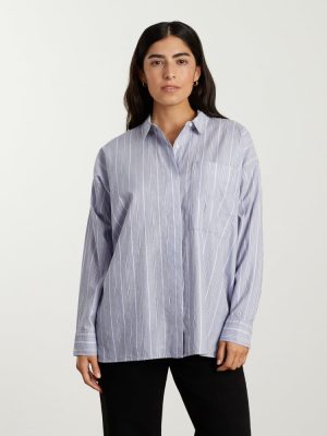 The Oversized Silky Cotton Shirt | Slate Blue