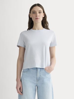 The Box-Cut Tee in Essential Cotton | Air Blue | No Pocket