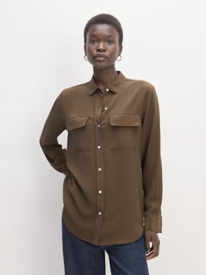 The Utility Shirt in Washable Silk | Cocoa