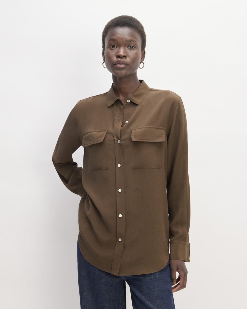 The Utility Shirt in Washable Silk | Cocoa