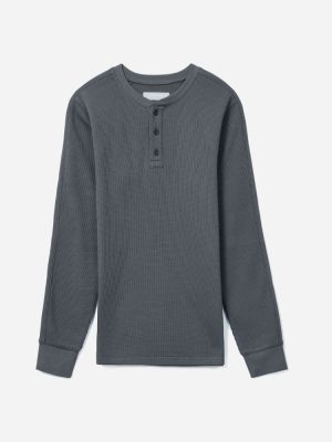 The Waffle Long-Sleeve Henley Tee | Slate
