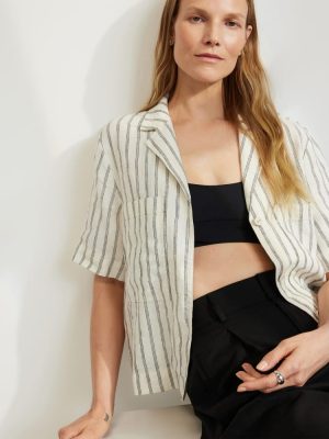 The Linen Workwear Shirt | Black / Canvas Tan