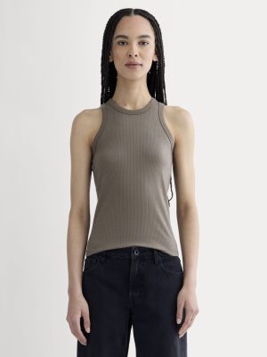The Shimmy Cutaway Tank | Taupe