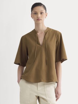 The Gauze Tie-Front Shirt | Toffee