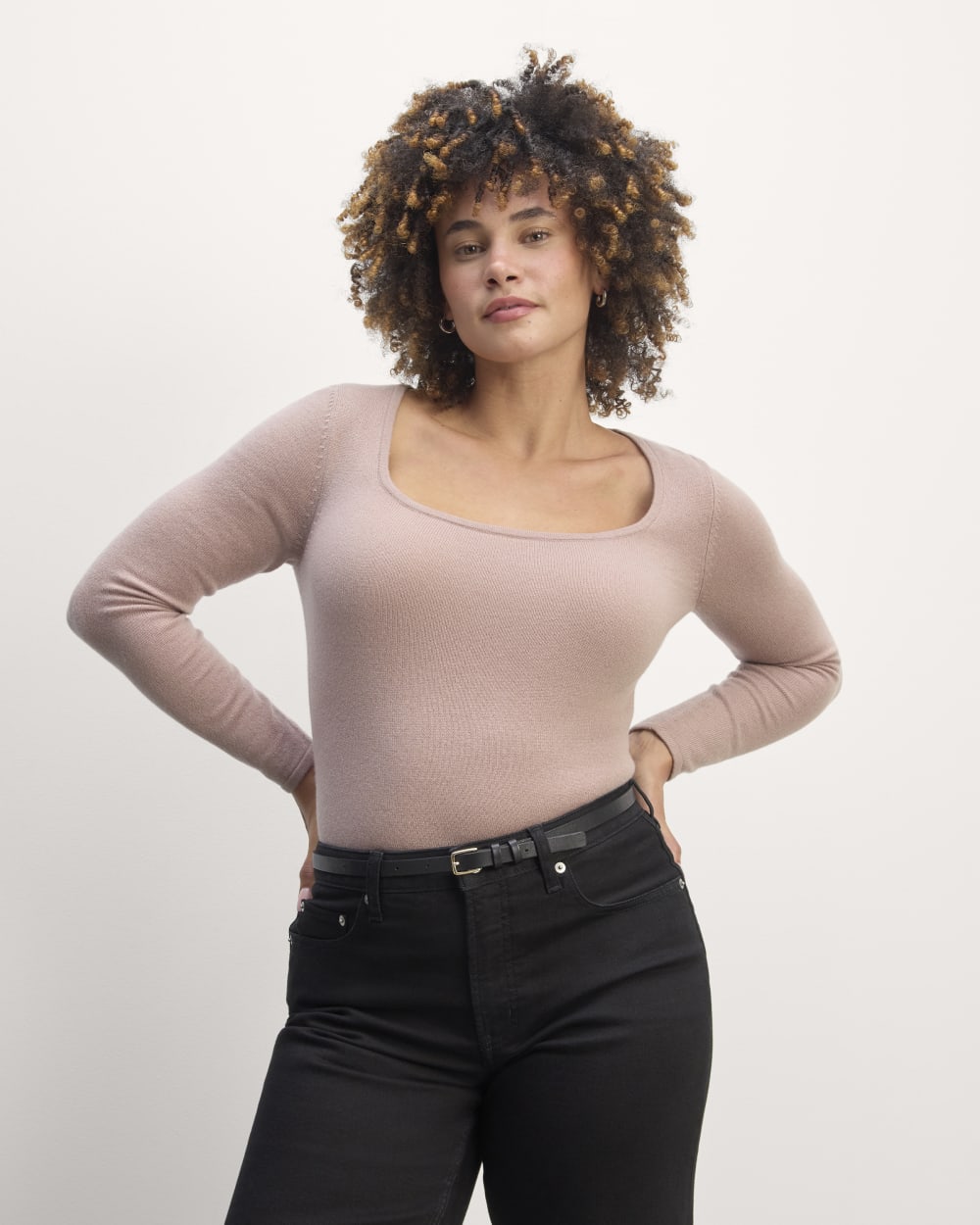 The Square Neck in Cashmere | Dusty Rose