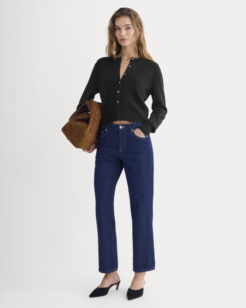 Cashmere Cropped Cardigan | Black - Image 3