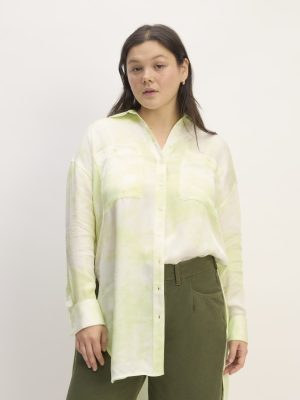 The Everlane x Marques' Almeida Satin Tie-Dye Shirt | Seafoam Tie-Dye