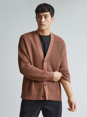 The No-Sweat Ribbed Cardigan | Carob Brown