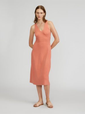 The Ribbed Cotton Cross-Back Dress | Tawny Pink