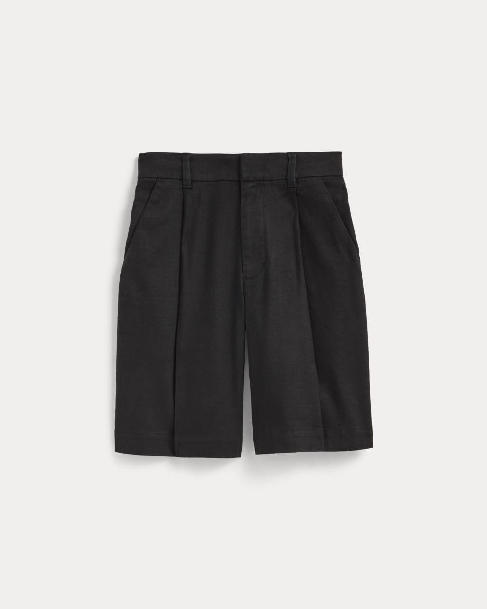 The Pleated Short in Stretch Linen | Black - Image 2