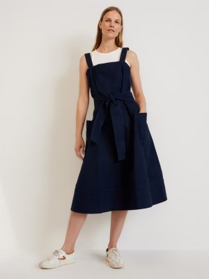 The Organic Cotton Herringbone Dress | Navy