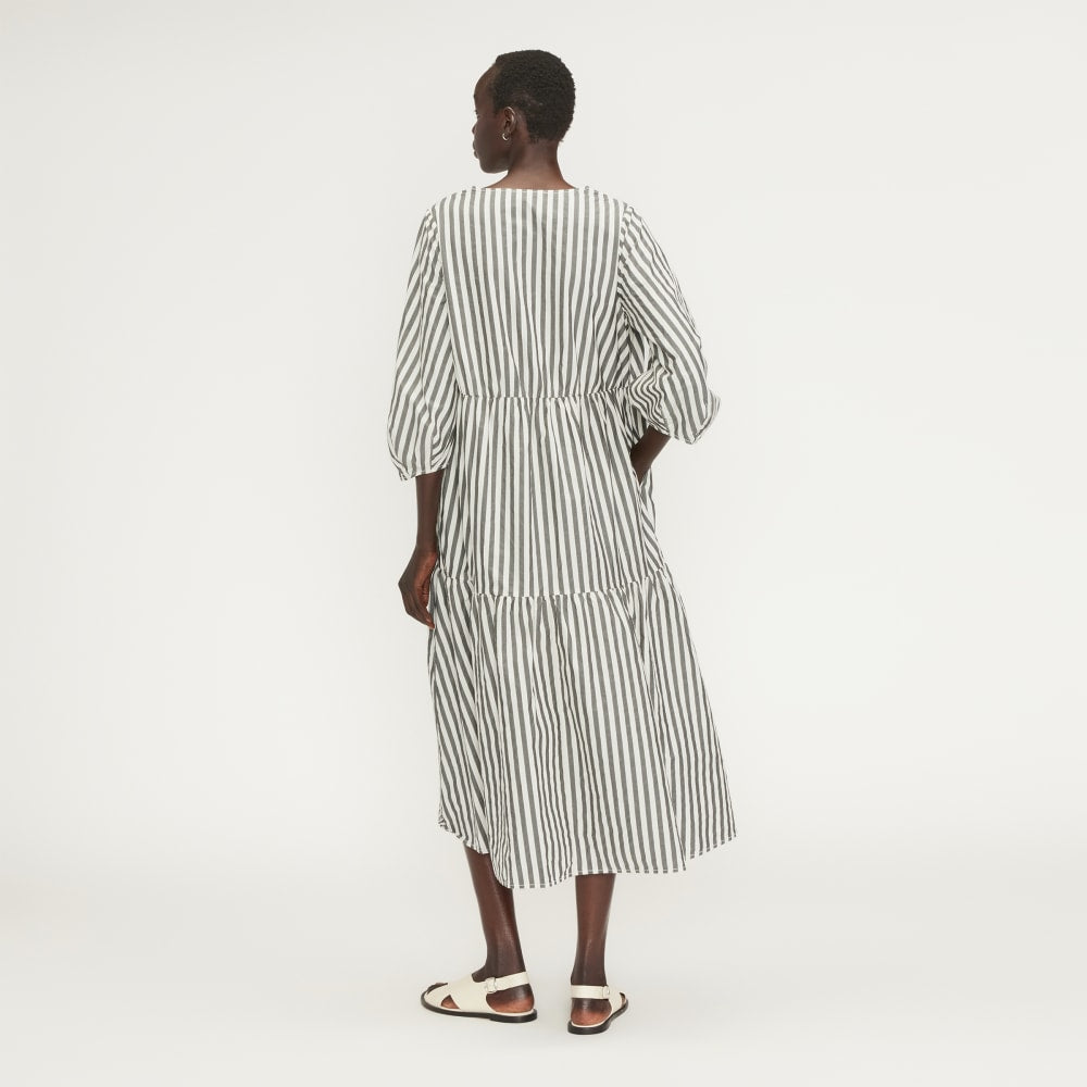 The Poplin Tiered Dress | Bone / Black - Image 3