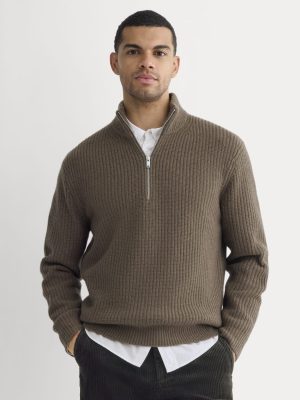 The Felted Merino Half-Zip Sweater | Heather Chocolate Martini