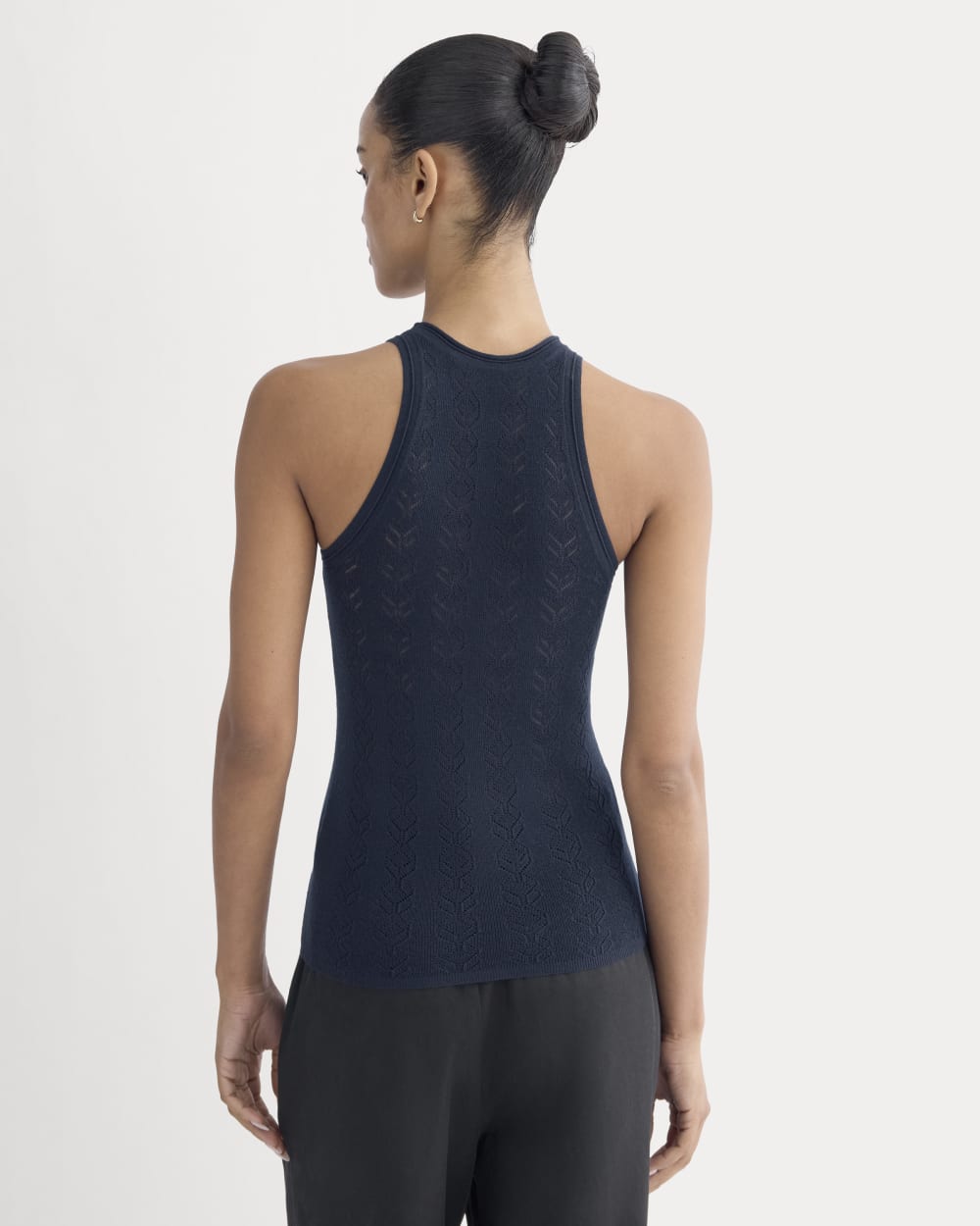The Pointelle Racerback Tank in Ultrafine Merino | Navy - Image 5