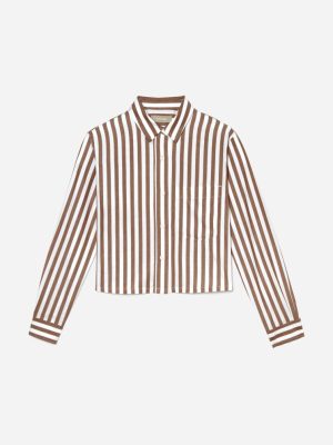 The Way-Short Shirt in Silky Cotton | Espresso / White