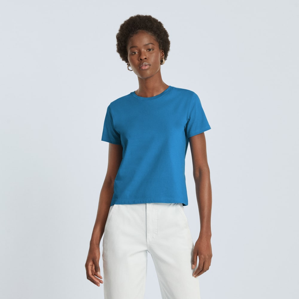 The Box-Cut Tee in Essential Cotton | Horizon Blue | No Pocket - Image 2