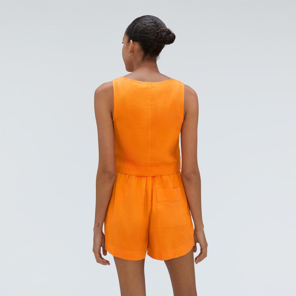 The Linen Button-Front Crop Tank | Turmeric - Image 3