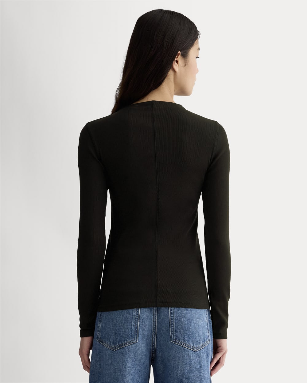 The Luxe Rib Funnel-Neck Tee | Black - Image 5