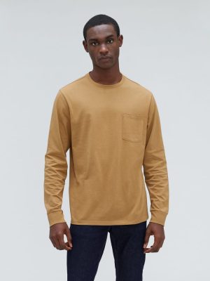 The Organic Cotton Long-Sleeve Pocket Tee | Dark Brown