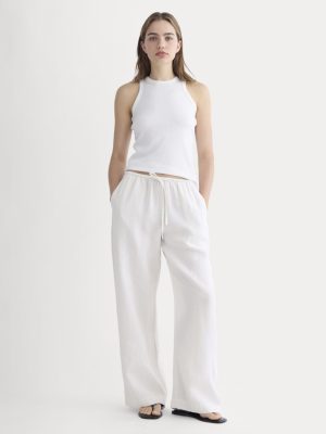 The Drawstring Pant in Linen | Natural Chambray