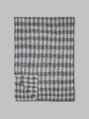 The Alpaca Patterned Scarf | Light Heather Grey / Dark Charcoal Buffalo Check