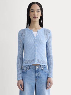 The Lace Knit Cardigan | Sky Blue