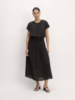 The Gathered Midi Dress | Black