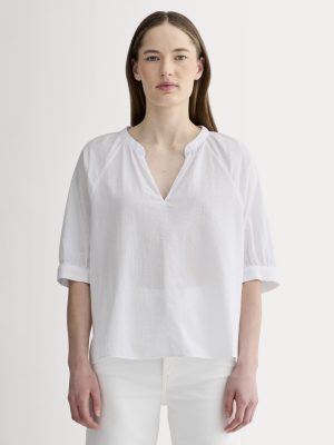 The Gauze Gathered Top | White
