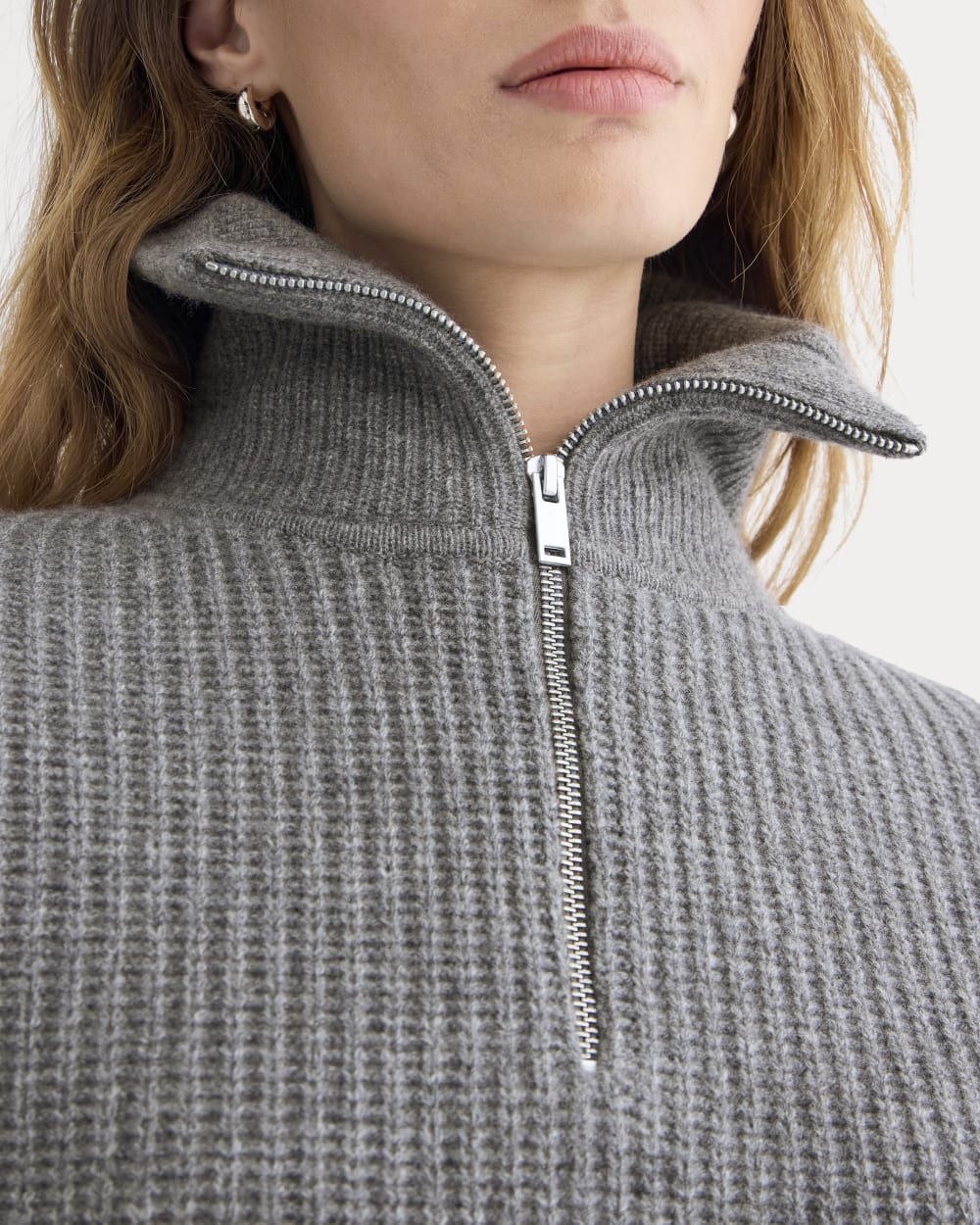 The Half-Zip Sweater in Luxe Merino | Heathered Mid-Grey - Image 4