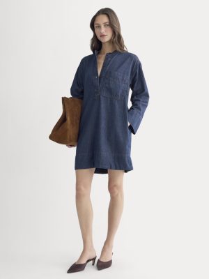 The Denim Popover Dress | Dark Indigo