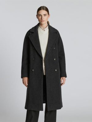 The Italian ReWool? Long Peacoat | Heathered Black