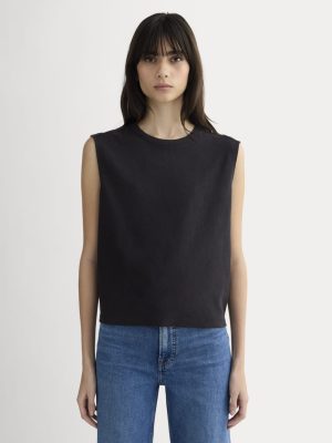 The Muscle Tee in Cotton Linen | Black