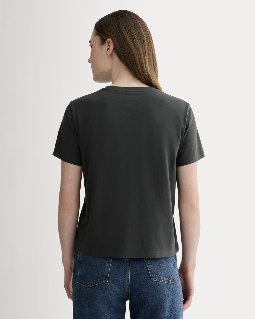 The Box-Cut Tee in Essential Cotton | Washed Black | Pocket - Image 4