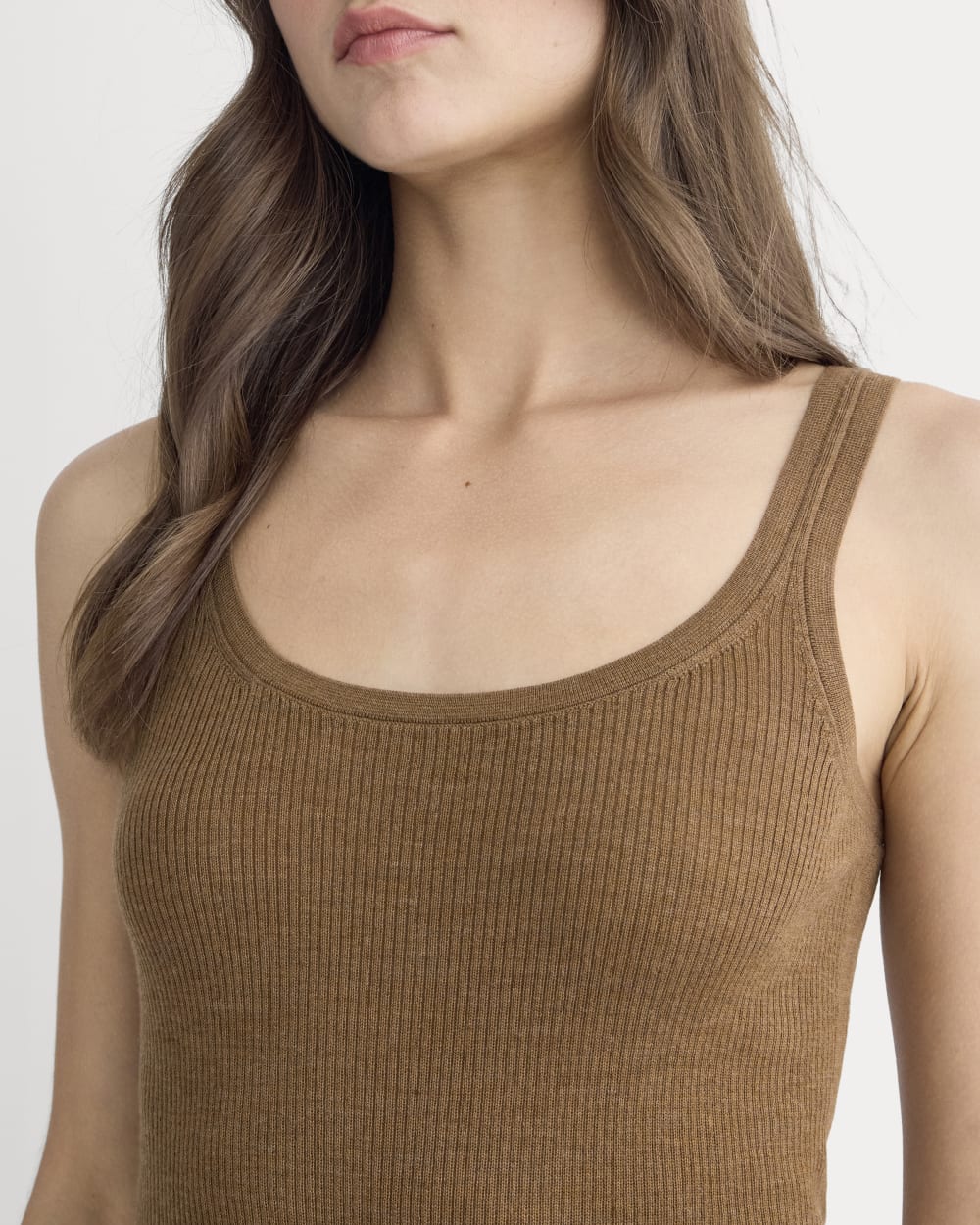 The Light Ribbed Cami in Ultrasoft Merino | Heathered Toffee - Image 4