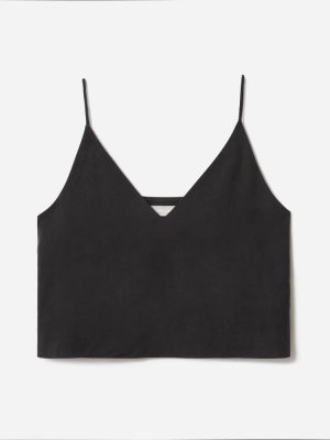 The Washable Silk Cropped Cami | Black