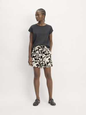 The Linen Easy Short | Black / Bone Floral