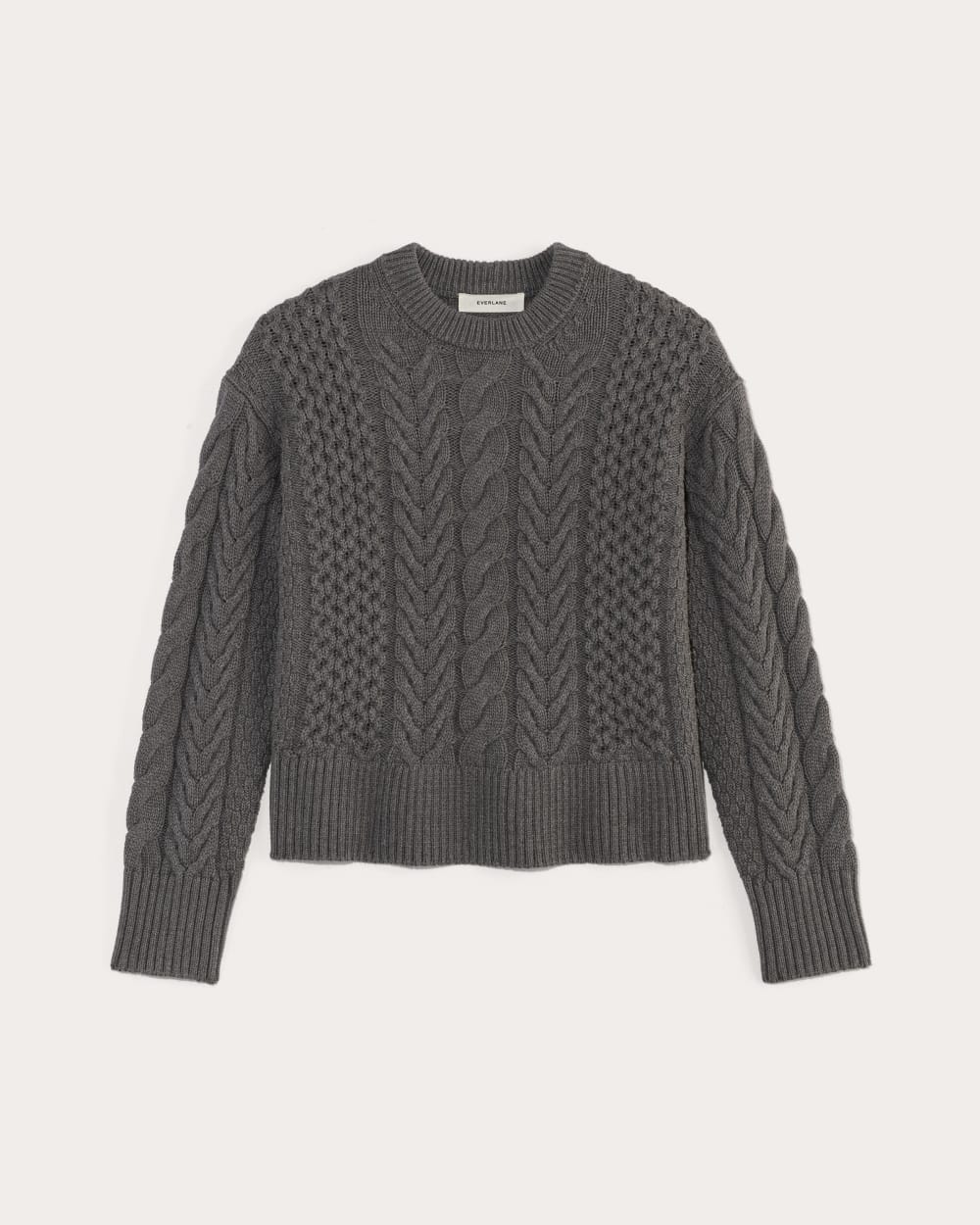 The Cable Sweater in Everyday Cotton | Heathered Charcoal - Image 2