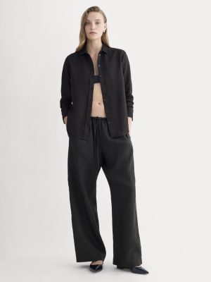 The Drawstring Pant in Linen | Black