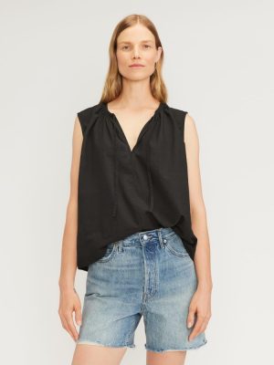The Gathered Tie-Front Top | Black
