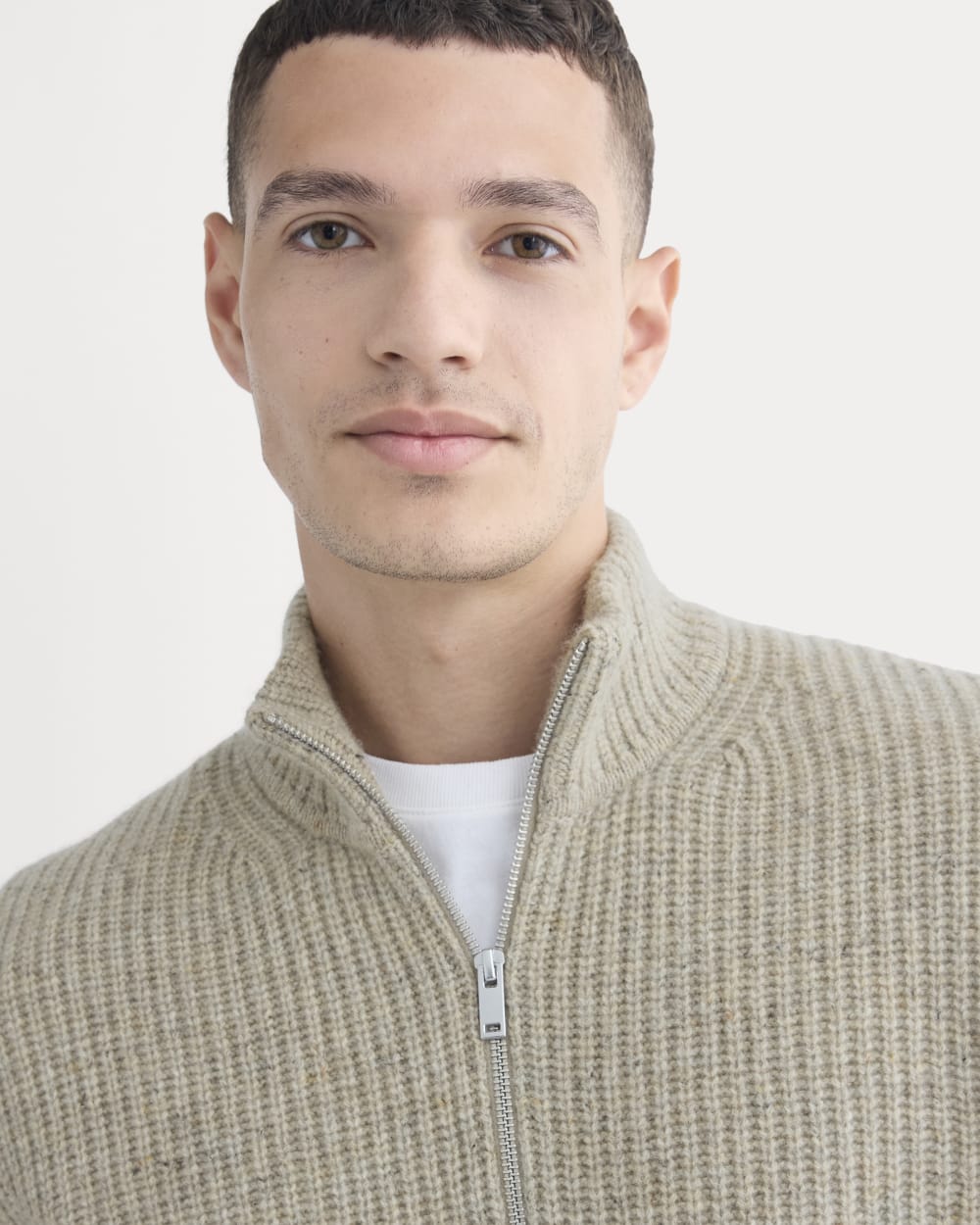 The Felted Merino Half-Zip Sweater | Heather Gravel Donegal - Image 4