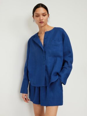 The Linen Popover Shirt | Mazarine Blue