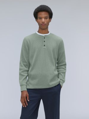 The Waffle Long-Sleeve Henley Tee | Lily Pad