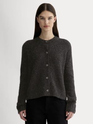 The Crew Cardigan in Alpaca | Heathered Black