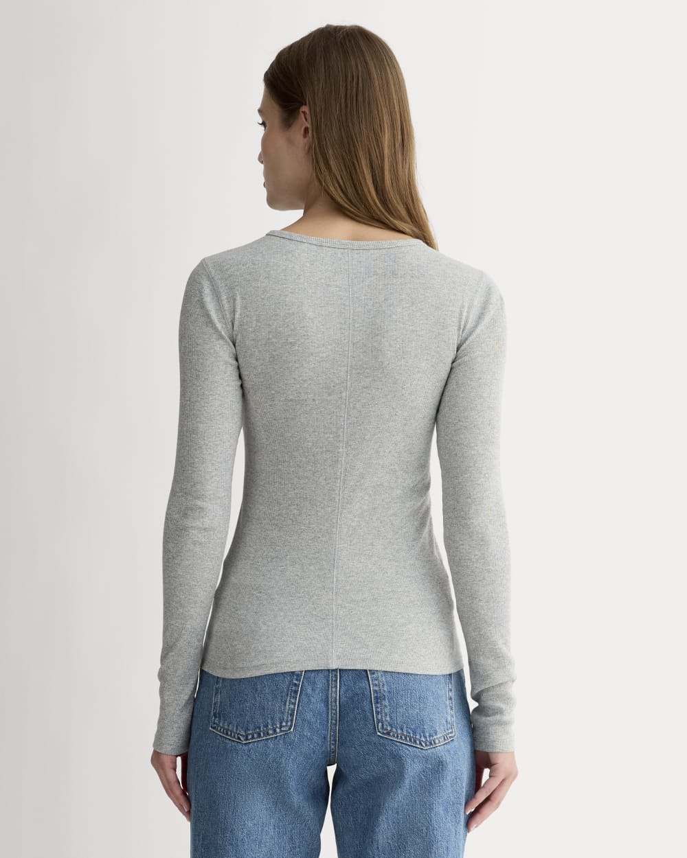 The Luxe Rib Long-Sleeve Crew | Washed Heathered Grey - Image 4