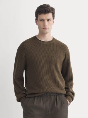Waffle Rollneck Crew in Everyday Cotton | Cocoa