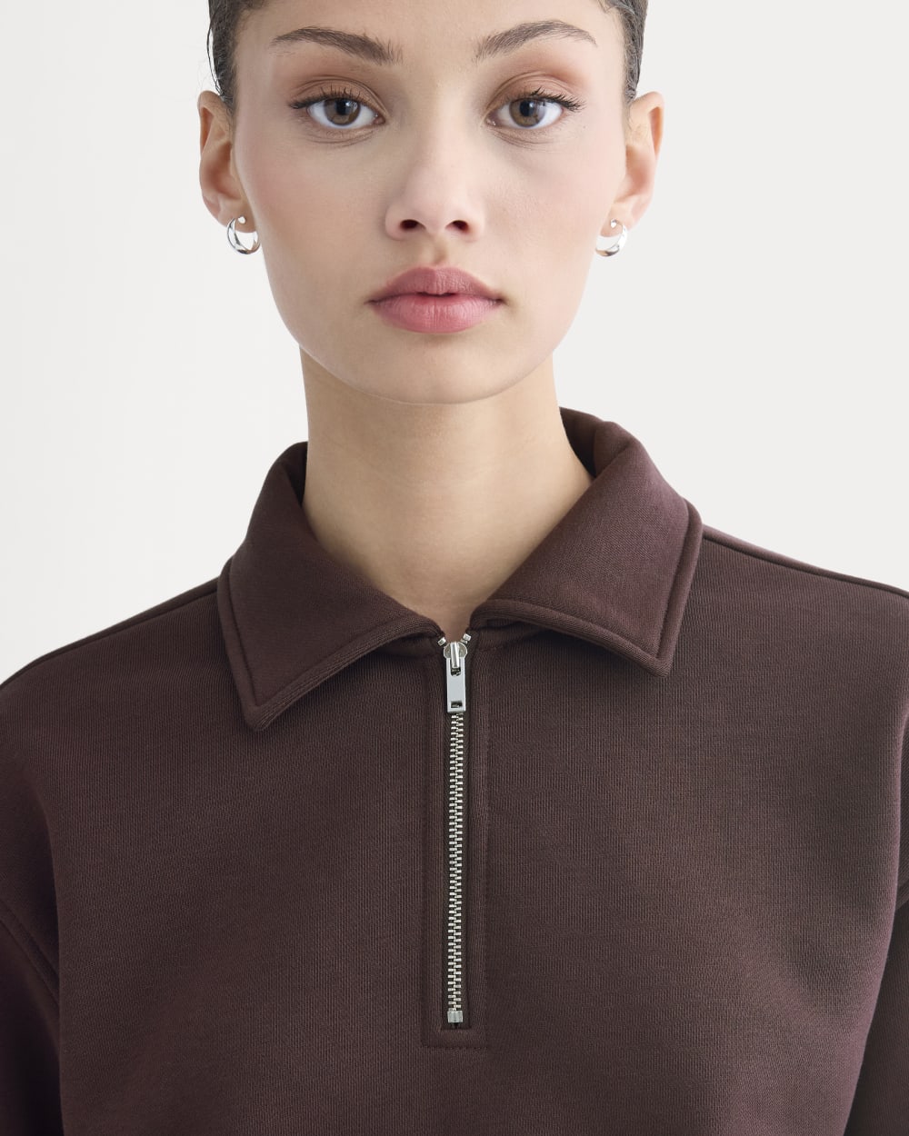 Luxe Fleece Zip Polo | Dark Chocolate - Image 4