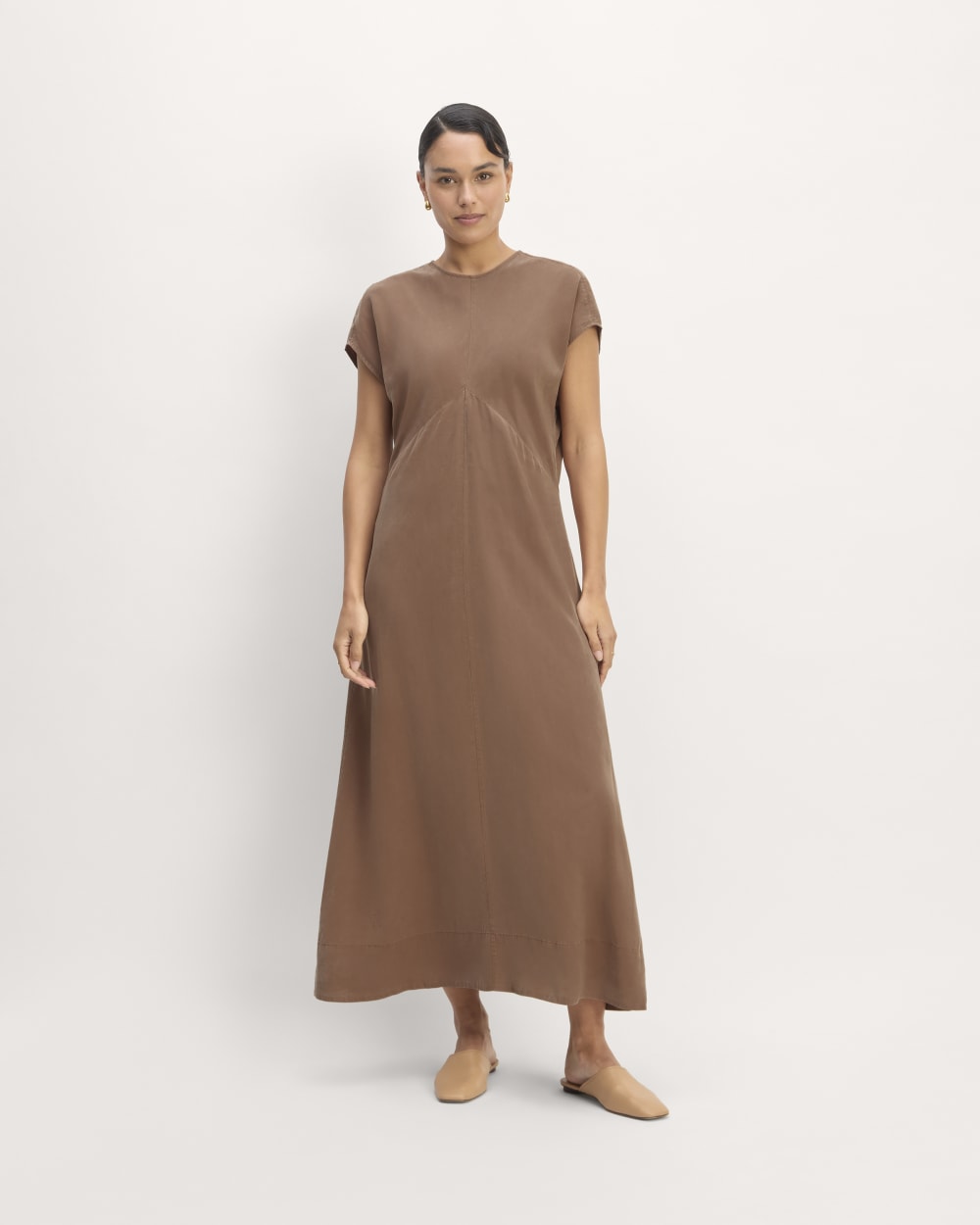 The TENCEL? Short-Sleeve Midi Dress | Carob Brown