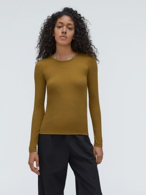 The Pima Micro-Rib Long-Sleeve Crew | Tapenade